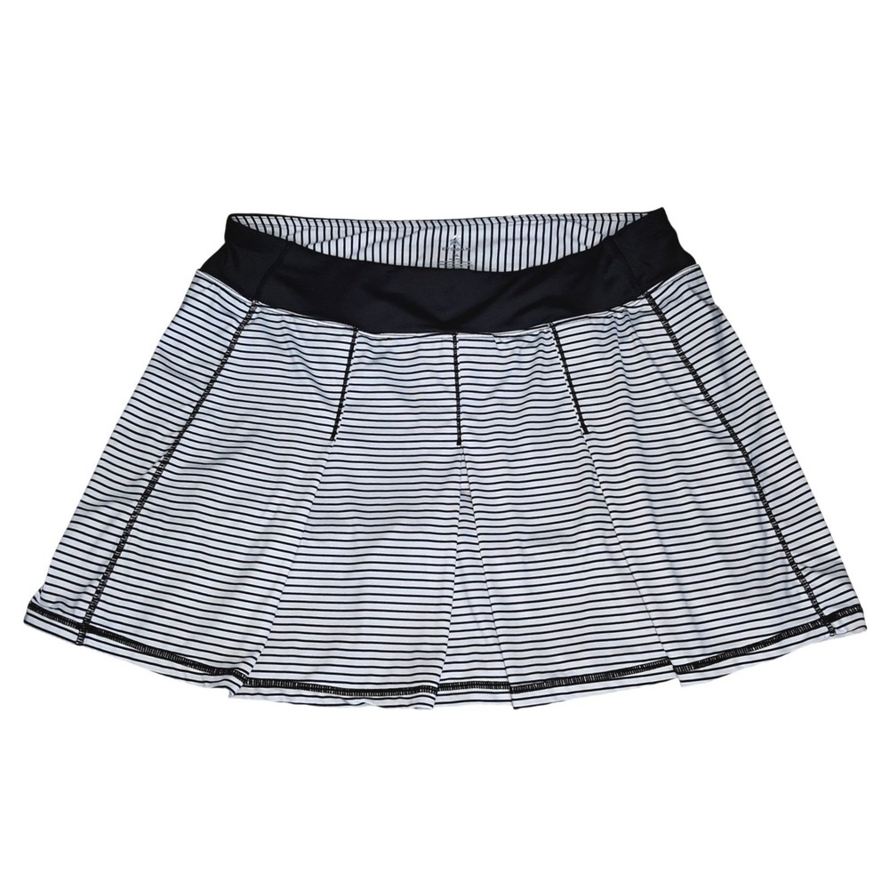Kyodan Womens‎ Black White Striped Active Skort Zipper Pocket Size Large